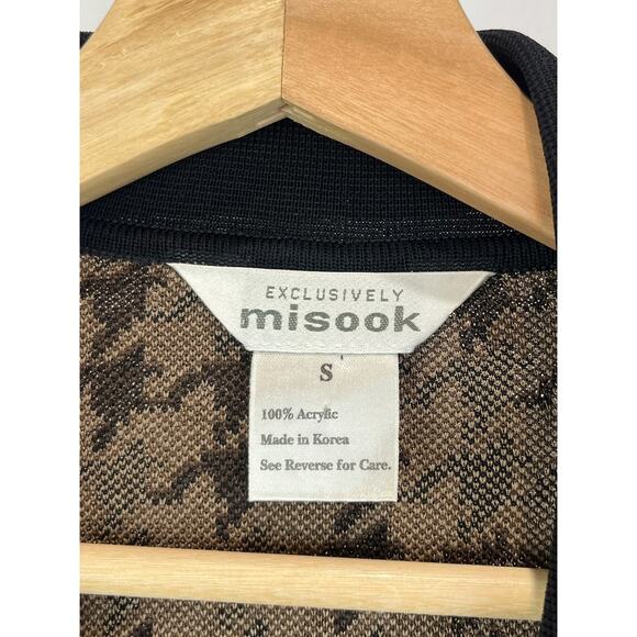 Exclusively MISOOK Size S Houndstooth Collared Knit Jacket Sweater Brown Black - Picture 3 of 8